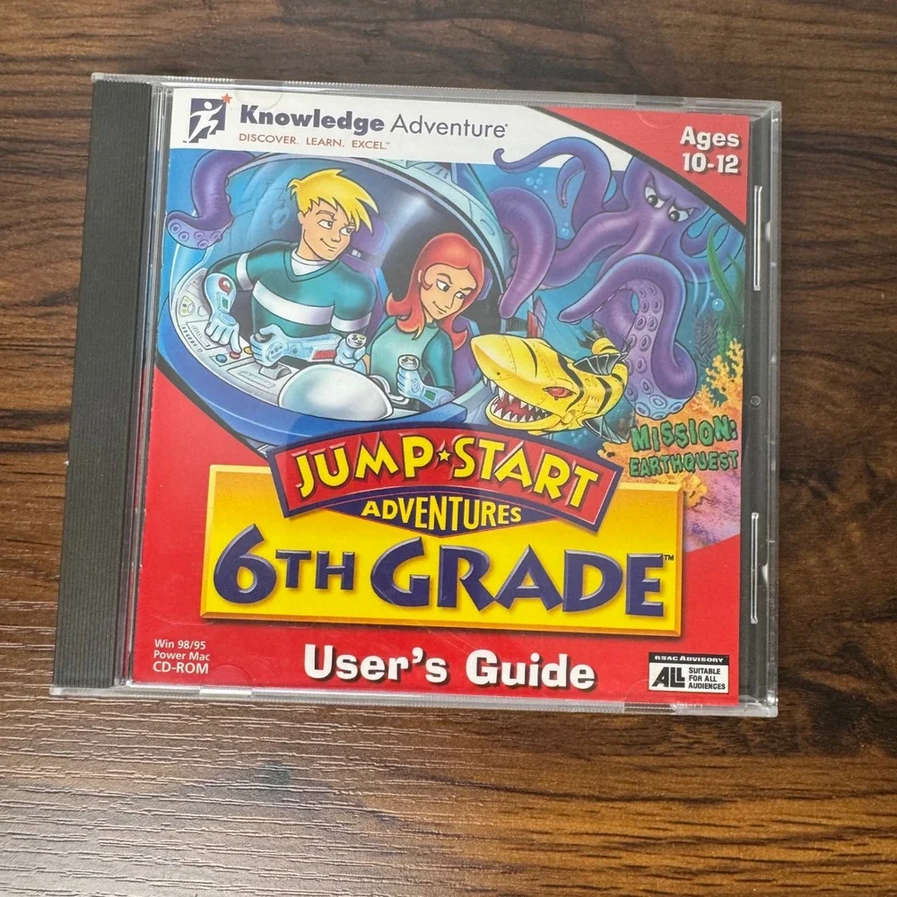 JumpStart Adventures 6th Grade‎ Mission Earthquest PC Mac CD-ROM 1998 Vintage